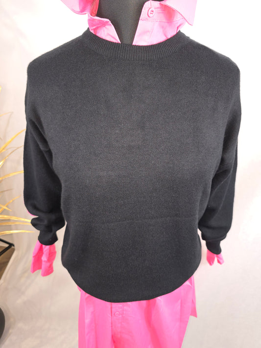 Pull "NEW YORK" noir avec écriture rose