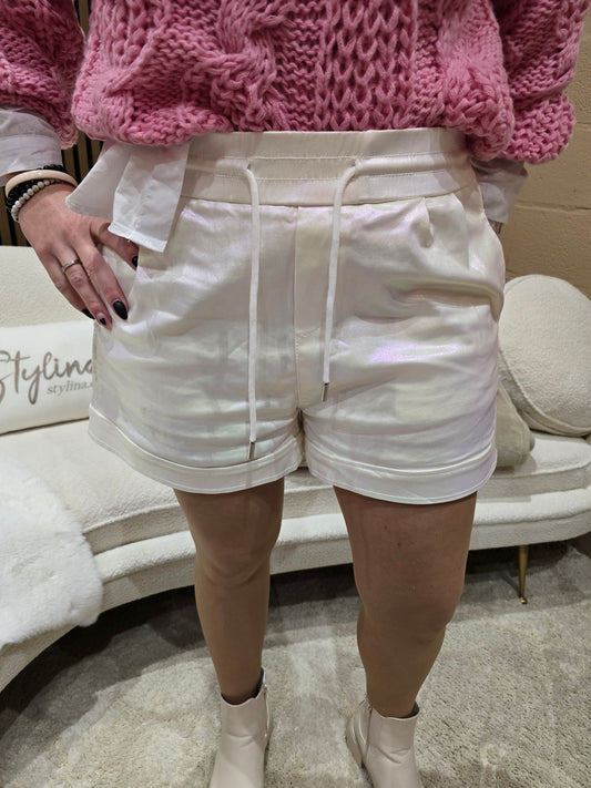 Short EWAN blanc à reflets multicolores