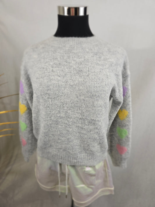 Pull KAIS gris avec cœurs