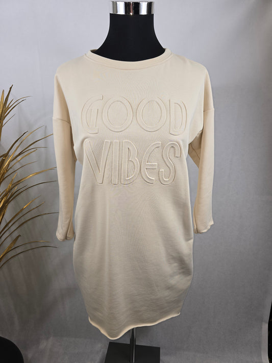 Pull long réversible "GOOD VIBES"