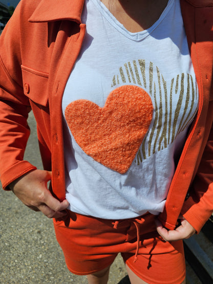 T-shirt double cœurs Orange-Doré