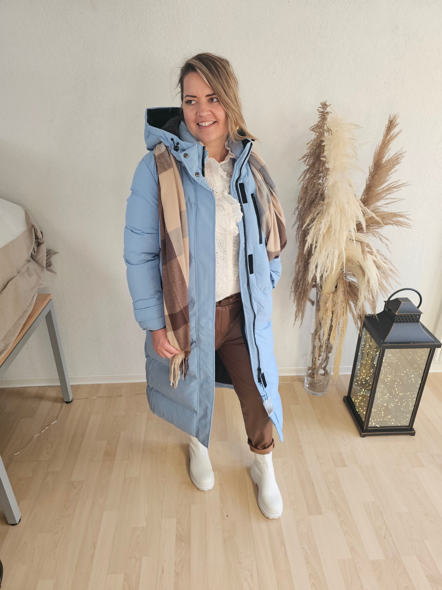 Veste longue doudoune bleue HIVER