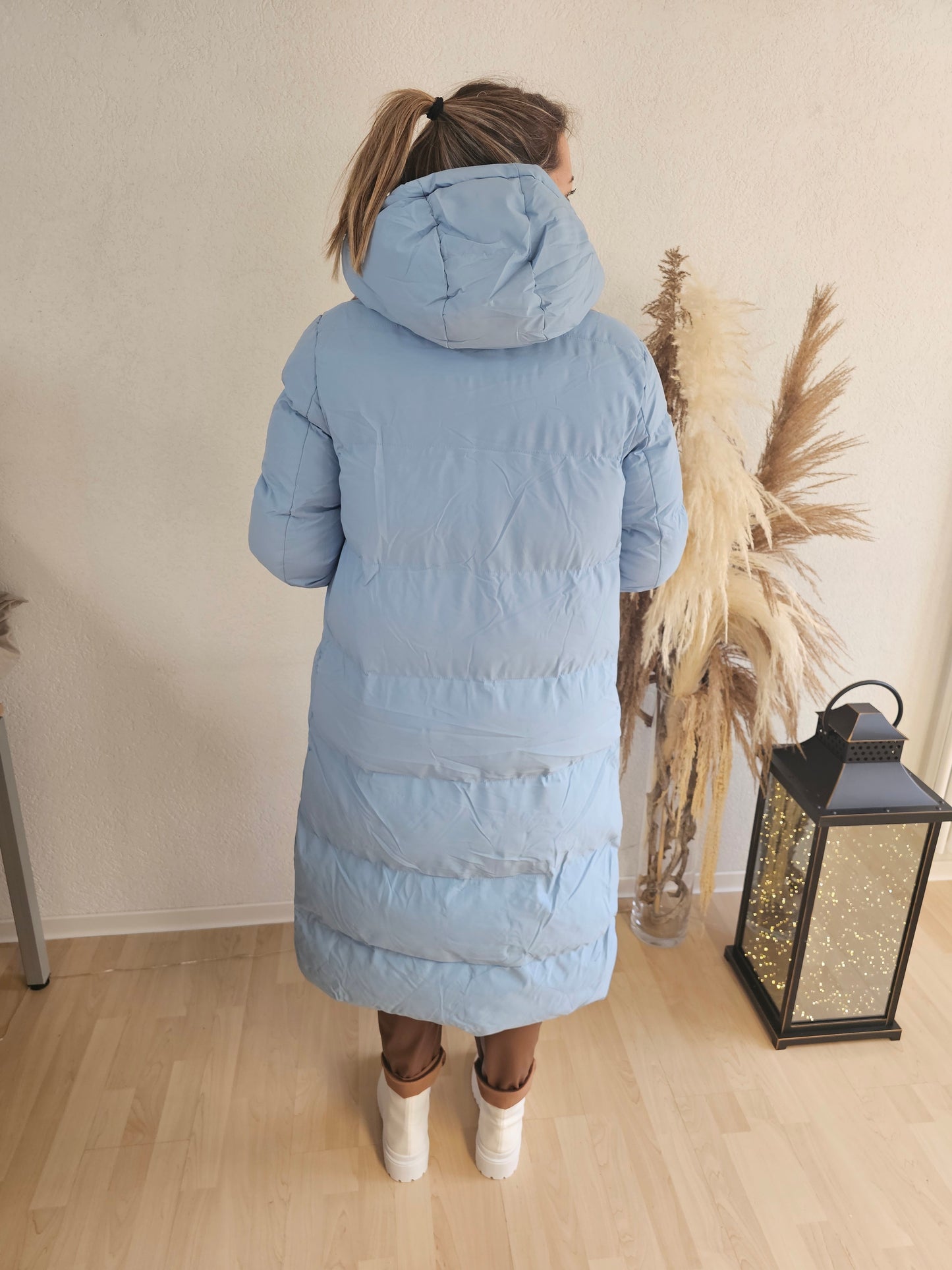 Veste longue doudoune bleue HIVER