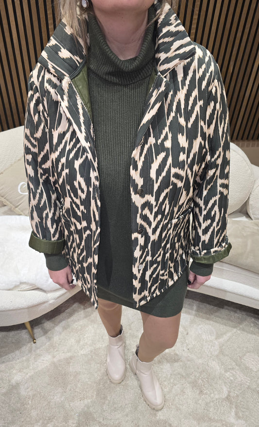Veste blazer vert-beige