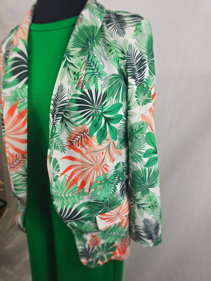 Blazer fleuri vert, orange et blanc