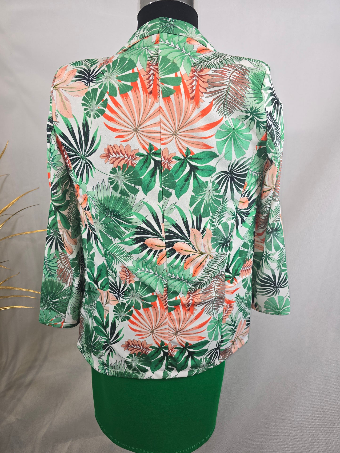 Blazer fleuri vert, orange et blanc