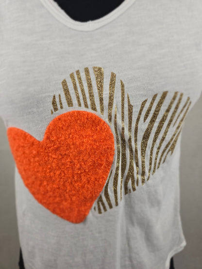T-shirt double cœurs Orange-Doré