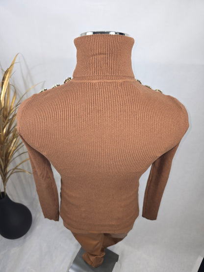 Pull col roulé