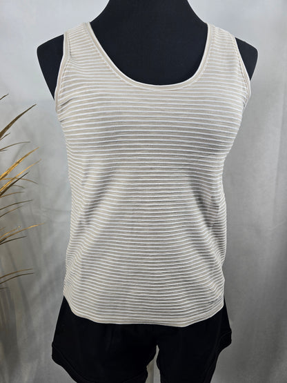 Top rayé blanc et beige