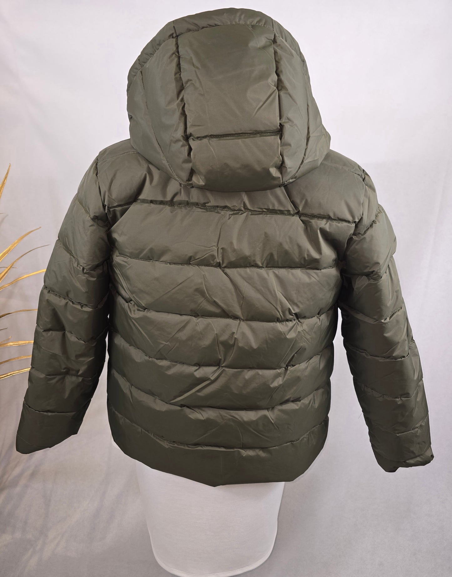 Veste réversible verte et dorée avec capuchon