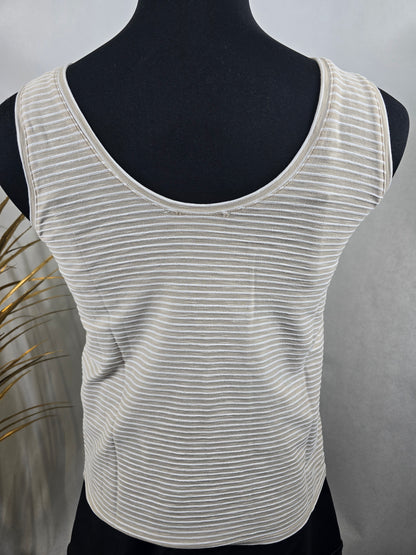 Top rayé blanc et beige
