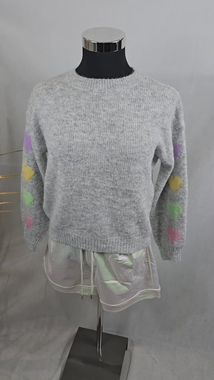 Pull KAIS gris avec cœurs