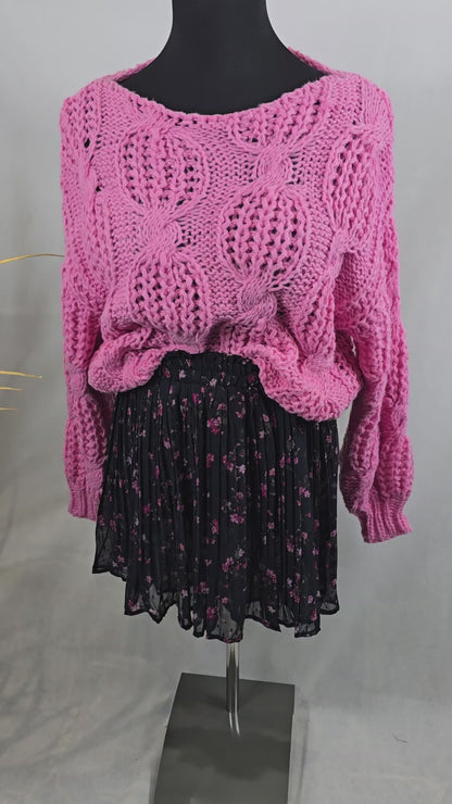 Jupe AVA noire et fuchsia