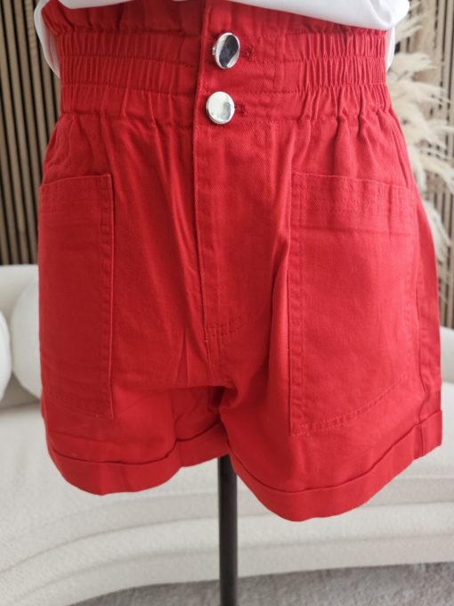 SHORT TAILLE ÉLASTIQUE ROUGE