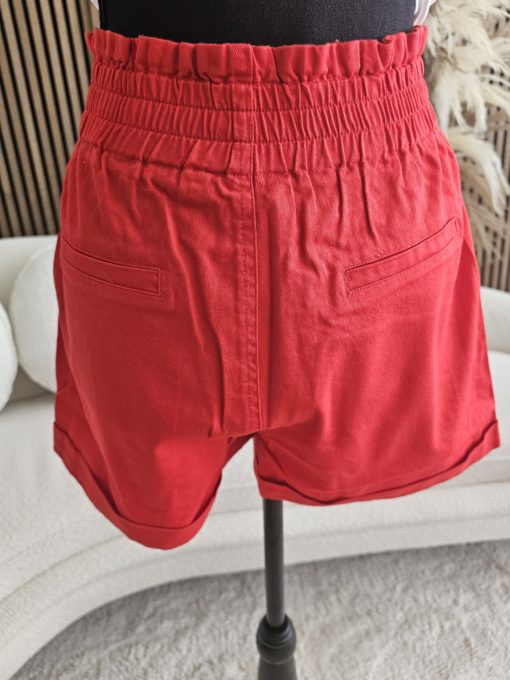 SHORT TAILLE ÉLASTIQUE ROUGE – Image 2