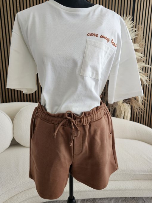 SHORT TAILLE ÉLASTIQUE MARRON – Image 3