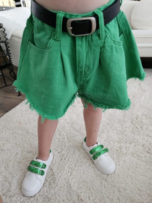 ENSEMBLE FILLE T-SHIRT CŒUR - SHORT VERT - Image 5