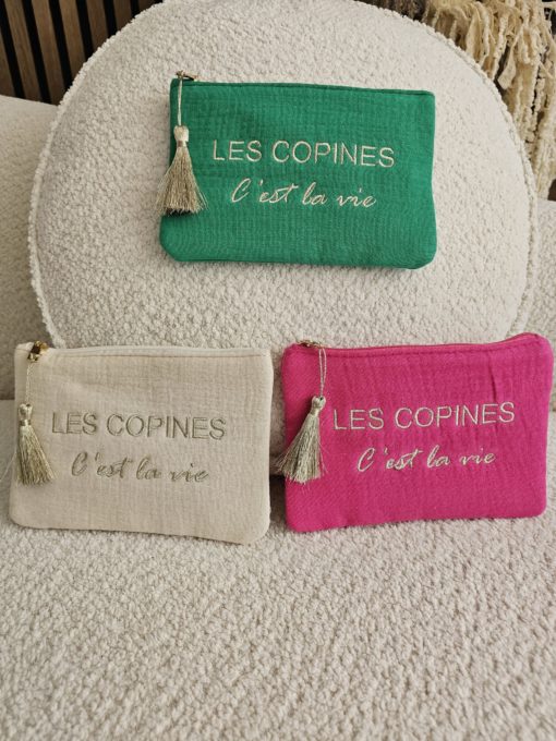 TROUSSE EN TISSU "LES COPINES C'EST LA VIE"