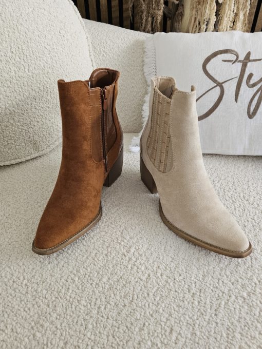 BOTTINES BEIGE ET CAMEL