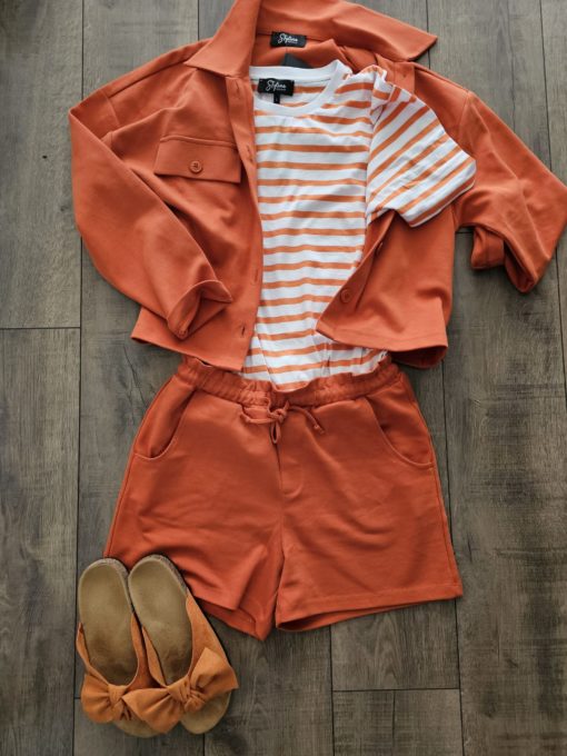 SHORT TAILLE ÉLASTIQUE ORANGE – Image 2